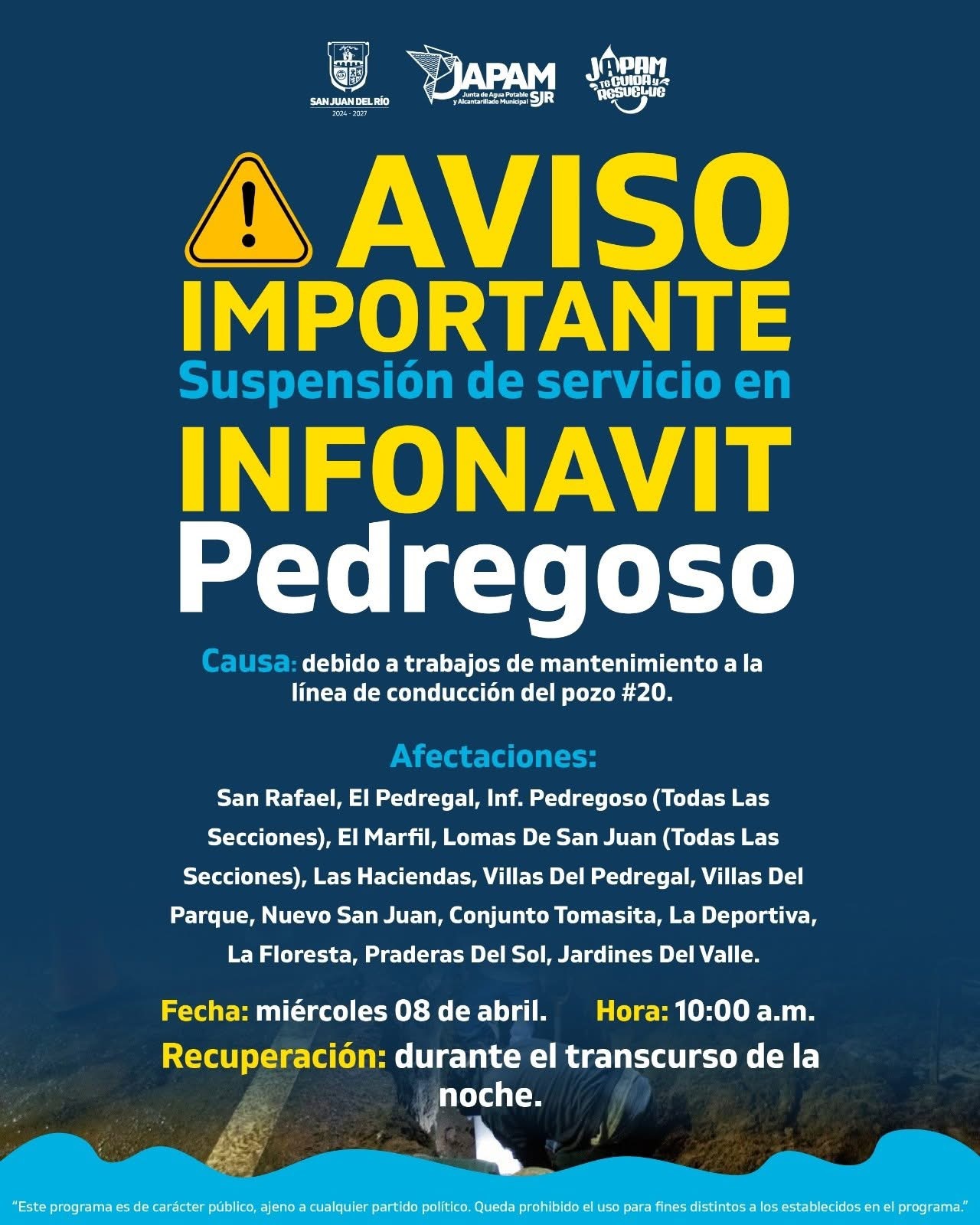 Suspensión de servicio de JAPAM